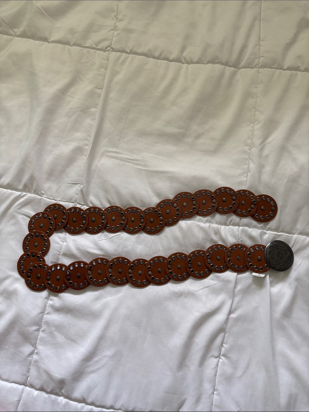 Brown Leather Disc Statement Belt - Western Country Cowgirl Coachella Stampede